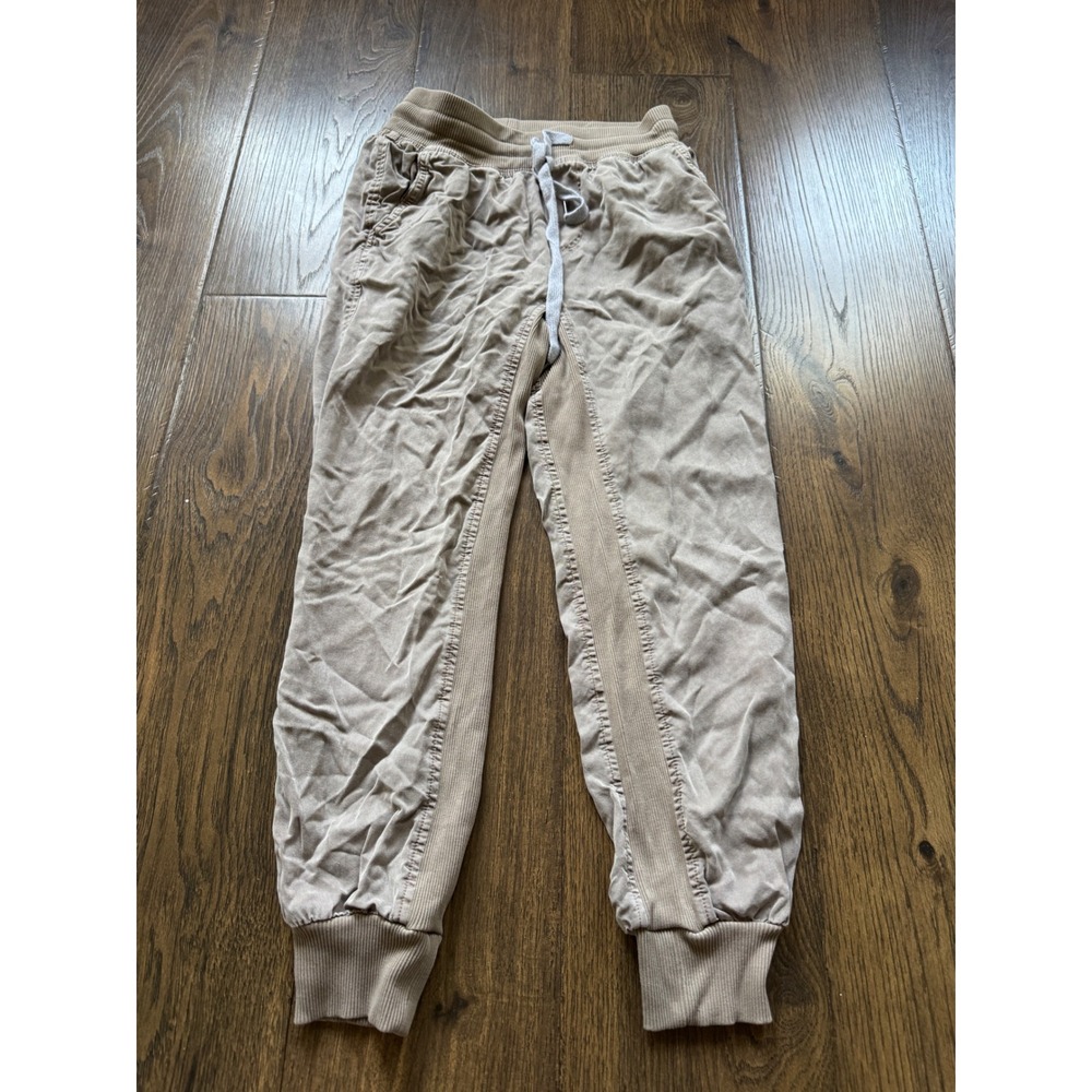 Aerie Tan Khaki Jogger Pants Ribbed Waistband Cuffs Drawstring XS